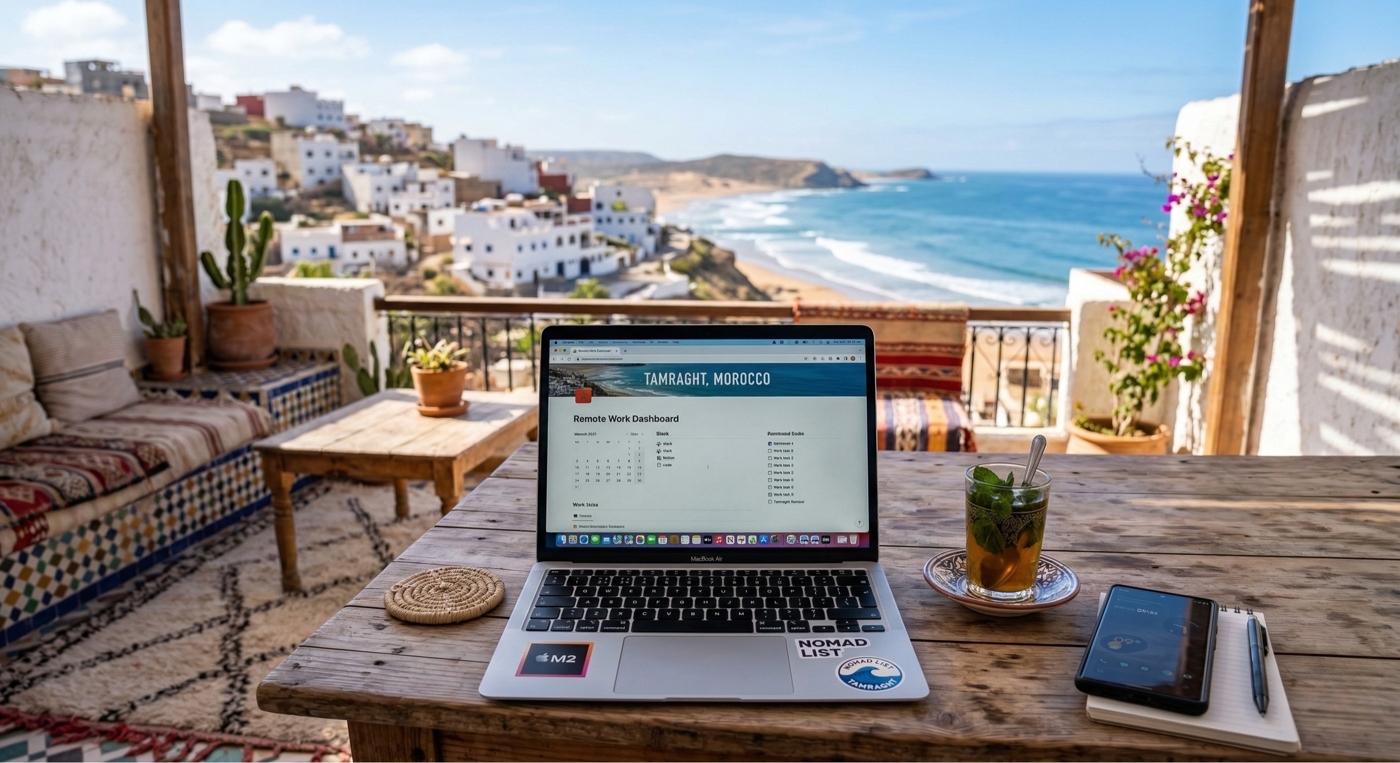 Digital Nomads in Tamraght: The Work-Surf-Ride Routine (Complete Guide)